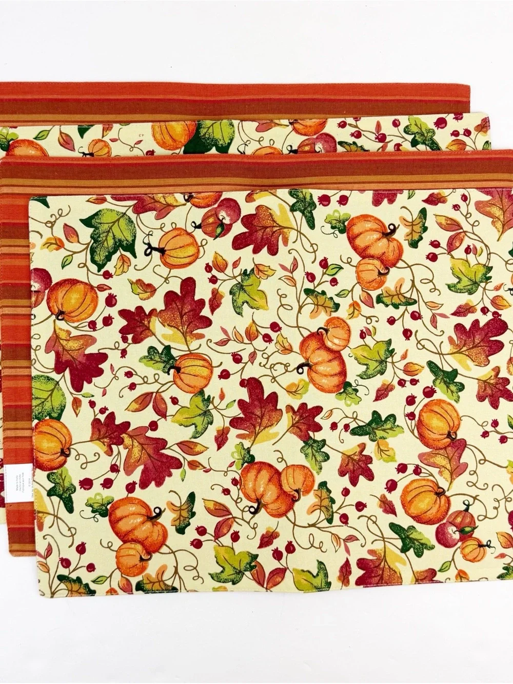Jo Ann Set of 4 Thanksgiving Fall Harvest Placemats Pumpkin Leaves Autumn